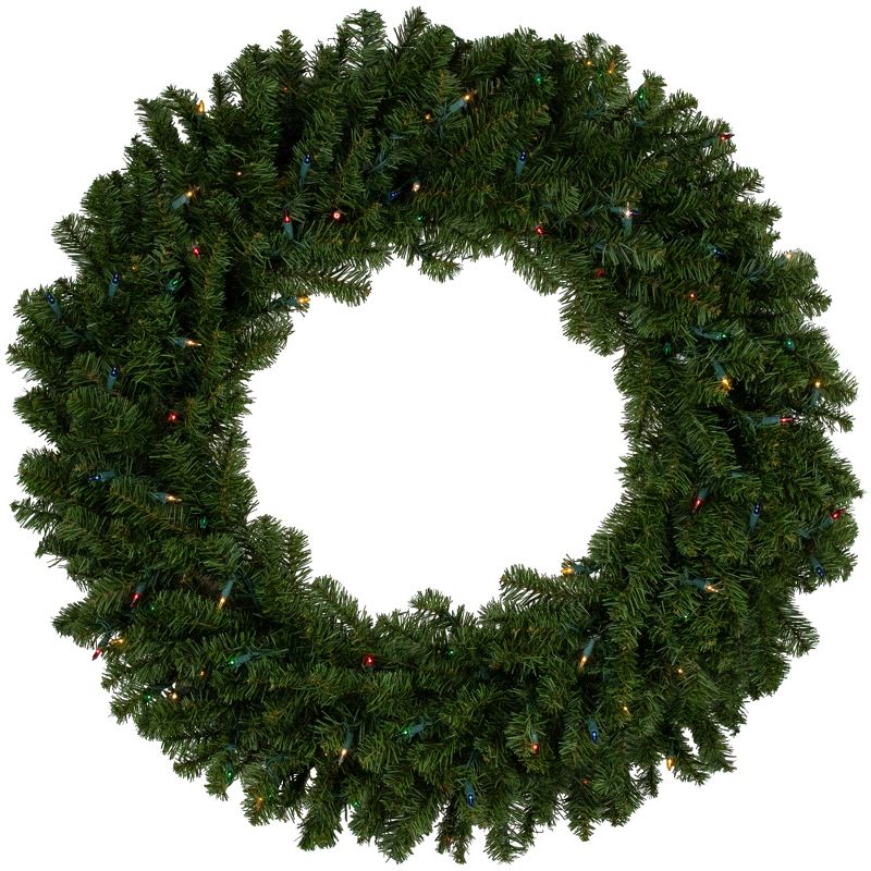 Northlight 36" Prelit Canadian Pine Artificial Christmas Wreath - Multi Lights, 1 of 9