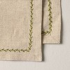Set of 4 Embroidered Border Cloth Cocktail Napkins Natural/Green - Hearth & Hand™ with Magnolia - 3 of 3