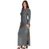 24seven Comfort Apparel Fitted Long Sleeve Shimmery Fabric Side Slit Maxi Dress - 2 of 4