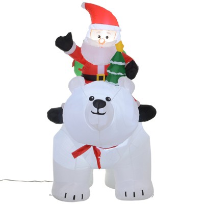 HOMCOM Inflatable Christmas Outdoor Lighted and Animated Yard Decoration Santa Claus with Polar Bear 6' Long and Tall
