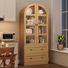 72" Tall Arched Kitchen Pantry Cabinet, Farmhouse Wood Storage Cabinet with 2 Large Drawers, Glass Door, Freestanding Versatile Pantry Cabinets - 2 of 4