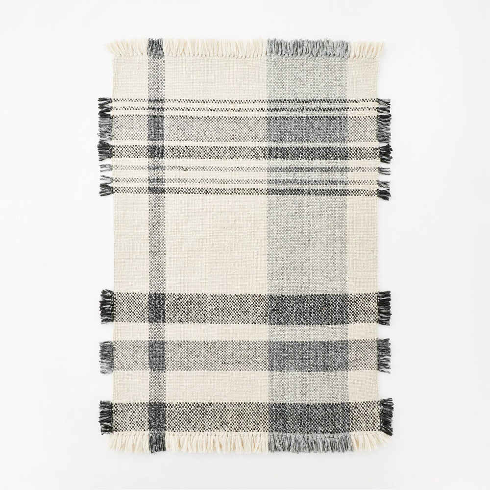 5'x7' Laurelhurst Indoor/Outdoor Plaid Area Rug Black/White - Threshold™ designed with Studio McGee