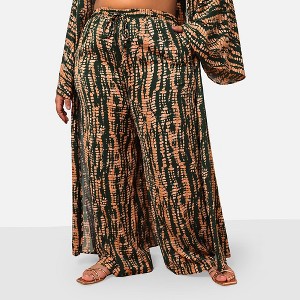 Rebdolls Women's Kadijah Abstract Print Drawstring Wide Leg Pants W. Pockets - 1 of 3
