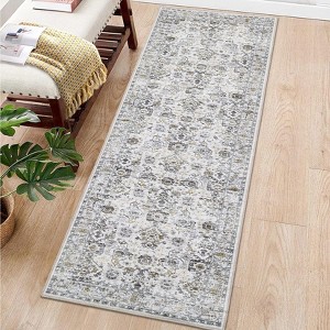 Machine Washable Rug Ultra Thin Area Rug Non Slip Vintage Rug Foldable Stain Resistant Rugs for Living Room Bedroom Indoor Low Pile Carpet - 1 of 4