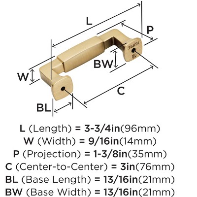 Champagne Bronze 3-Inch Classic Bar Cabinet Pull