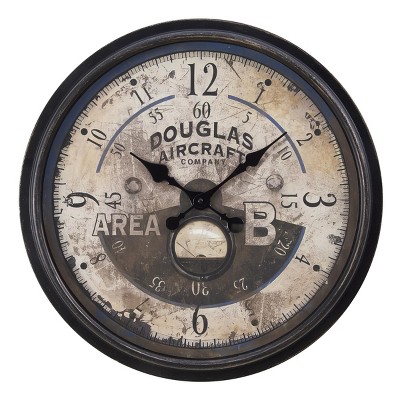 FURNIinspire Wall Clocks 20inch Decorative Round Wall Clock Living Room Hanging Clock Antique Timepiece Home Wall Decor, Brown, 20"*20"*2"