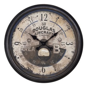 FURNIinspire Wall Clocks 20inch Decorative Round Wall Clock Living Room Hanging Clock Antique Timepiece Home Wall Decor, Brown, 20"*20"*2" - 1 of 4