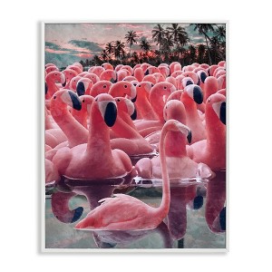 Stupell Industries Flamingo Among Floats Black Framed Giclee Art - 1 of 4
