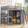 TiramisuBest Twin Size Wood Loft Bed with Built-in Storage Cabinet, Foldable Desk, Ladder & Cubes Organizer, White - 2 of 4