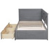 LOVMOR Twin Size Daybed with 2 Storage Drawers and Rustic Guardrail, Wooden Sofa Bed for Living Room, Bedroom, No Box Spring Needed - 4 of 4