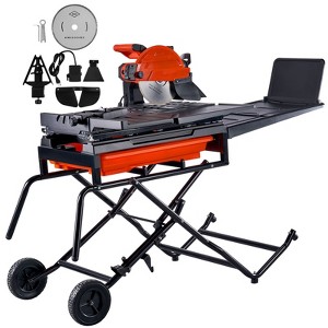 VEVOR Wet Tile Saw with Stand, 10-inch 65Mn Steel Blade, 4500 RPM Motor, Tile Cutter Wet Saw with Water Reservoir and Casters, Black - 1 of 4