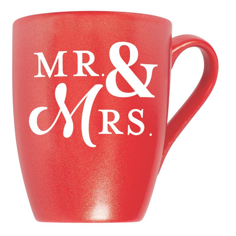 Elanze Designs Mr & Mrs Crimson Red 10 ounce New Bone China Coffee Cup Mug, 1 of 2