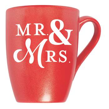 Elanze Designs Mr & Mrs Crimson Red 10 ounce New Bone China Coffee Cup Mug