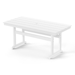 Rectangle Outdoor Dining Tables for 6, HDPS Weather Resistant Patio Dining Table, 66" Outdoor Tables with 1.96" Umbrella Hole. - 1 of 4