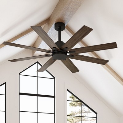 FUFU&GAGA 65" Reversible 8-Blade Ceiling Fan with Black/Brown Dual Finish, Timer, Remote Control