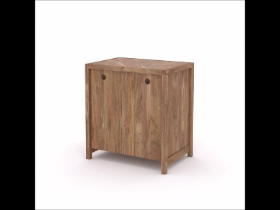 Small Brown Wood Credenza with Drawers and Keyboard Tray
