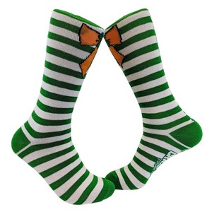 Crazy Dog T-Shirts Womens Orange Bow Green Stripe Socks Saint Patricks Day Cute Novelty Fun Feet - 1 of 4