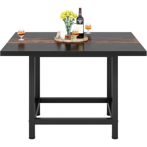 Tribesigns Square Dining Table for 4 People, Farmhouse 39.4"x 39.4" inches Wooden Kitchen Table Patio Table for Backyard, Small Space - image 1 of 4