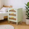 Resenkos Elegant Wood Nightstand, 20" Side Cabinet With 3 Drawers, Space-Saving Storage For Bedroom, Green - 4 of 4
