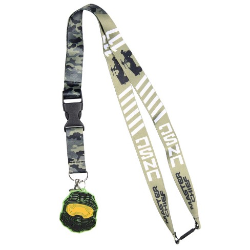HALO Video Game Lanyard Keychain w/ 2 Master Chief Rubber Charm  Multicoloured