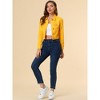 Allegra K Women's Solid Cropped Button-Down Plaid Cuffs Jean Jacket with Pockets - 2 of 4