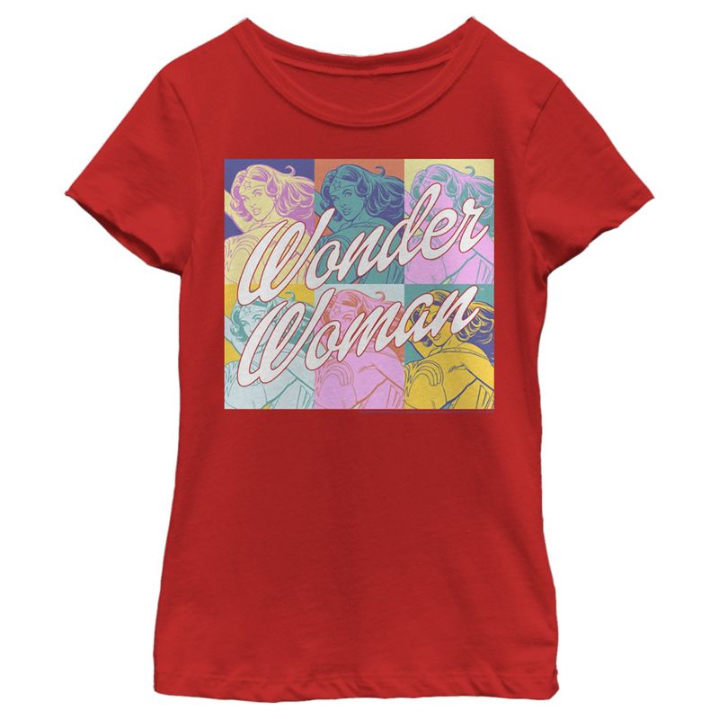 Girl's Wonder Woman Pop Art Poster T-Shirt, 1 of 6