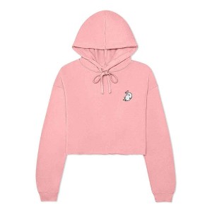 Dalix Heartly Ghost Embroidered Fleece Cropped Hoodie Cold Fall Winter Women - 1 of 4