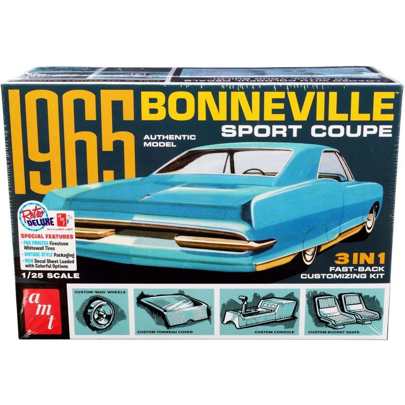 Skill 2 Model Kit 1965 Pontiac Bonneville Sport Coupe 3-in-1 Kit 1/25 Scale Model by AMT, 1 of 5
