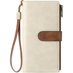 BEAFUP Womens Wallets,Large Capacity Credit Card Holder RFID,Wallet Women Double Zipper Pocket Leather Bifold Ladies Wristlet Clutch Wallet - 1 of 4