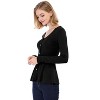 Allegra K Women's Slim Fit V-Neck Long Sleeve Ribbed Pullover Knitted Peplum Sweater - 4 of 4