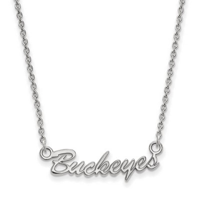 Black Bow Jewelry 14k White Gold Ohio State Buckeyes NCAA Necklace 18 Inch