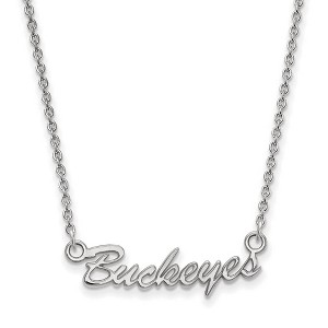 Black Bow Jewelry 14k White Gold Ohio State Buckeyes NCAA Necklace 18 Inch - 1 of 3