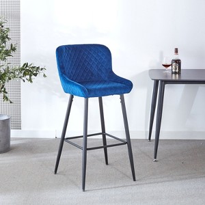 PAGED Modern Velvet Bar Stools Set of 2, Counter Height Bar Chair with Back and Metal Legs for Bar, Kitchen, Dining Room - 1 of 4