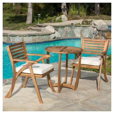 Coronado Teak Finish Acacia Wood 3-Piece Patio Bistro Set