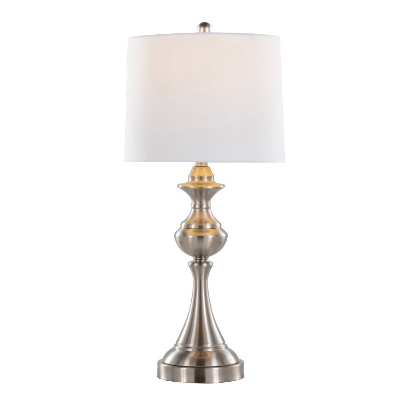 LumiSource (Set of 2) Montgomery 29&#34; Contemporary Table Lamps Brushed Nickel with White Linen Shade and Built-in USB Port from Grandview Gallery, 3 of 9