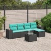 vidaXL 6 Piece Patio Sofa Set with Cushions Black Poly Rattan - 2 of 4