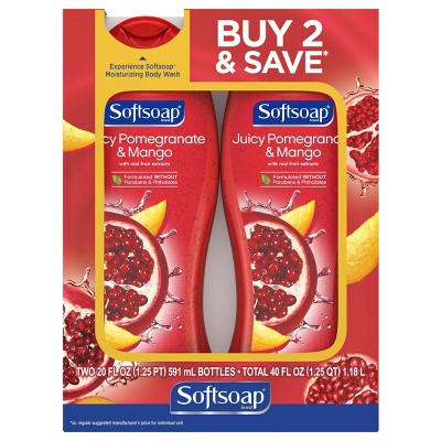 Softsoap Moisturizing Body Wash - Pomegranate & Mango - 20 fl oz/2pk