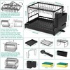 Sevobal Utility Storage Shelves, Multifunctional Dish Drying Rack with Drainboard, 2-Tier Dish Racks for Kitchen Counter, Black, 16.6"*12"*13" - 4 of 4