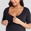 Materntiy Elbow Sleeve Deep V-Neck Nursing Maternity Top - Isabel Maternity by Ingrid & Isabel™ Black - 3 of 3