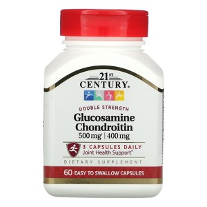 21st Century Glucosamine / Chondroitin, Double Strength, 1500 mg / 1200 mg, 60 Easy to Swallow Capsules (500 mg / 400 mg per Capsule) - 1 of 2