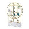 Hommoo 70.8 Inch Round Bookshelf with Two Drawers - 4 of 4