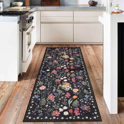 coucheta Multi-size Washable Colorful Color Floral Area Rug, Oriental Vintage Non-Slip Ultra Soft Neutral Carpet, for Living Room, Kitchen, Bedroom