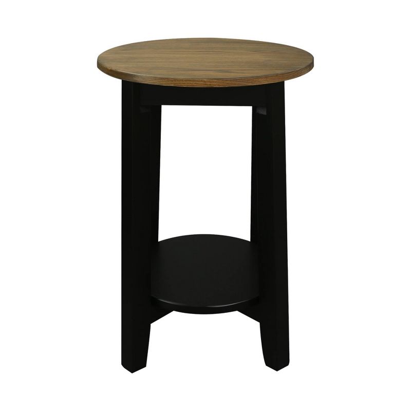 American Oak Top Round End Table Forest Gray/Black - Flora Home, 2 of 9