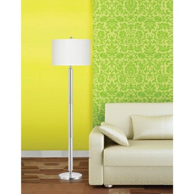 Sleek Brushed Steel 60'' Modern Floor Lamp with Fabric Shade