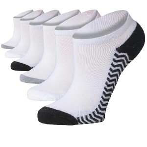 Women's White, Grey, Black Contrast Athletic Socks - 6 Pack - 1 of 4