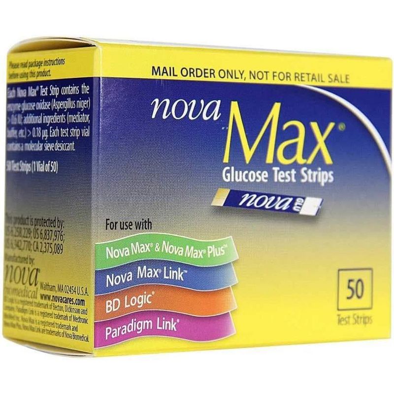 Nova Max Glucose Test Strips, 50 Test Strips (1 Vial of 50), 1 of 4