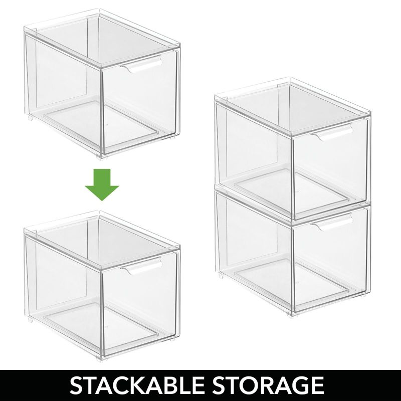 mDesign Stacking Plastic Storage Kitchen Bin with Pull-Out Drawers, 5 of 12