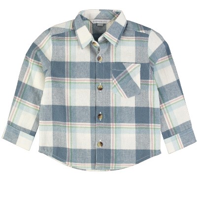 Image of RuggedButts Baby Boys Flannel Long Sleeve Button Down Shirt - Alpine Plaid Flannel, 12-18m