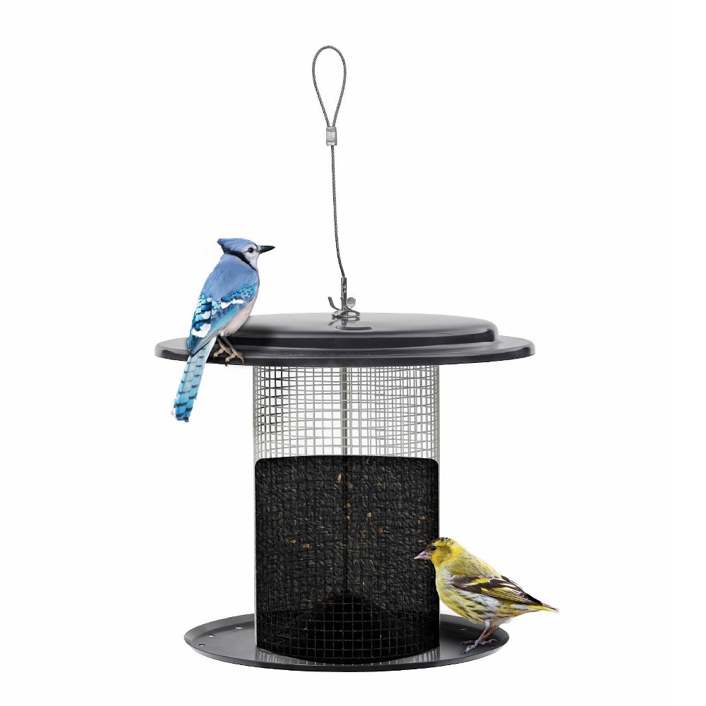Bird Choice Modern Farmhouse Sunflower Seed Tub Bird Feeder 9.5" Black & White