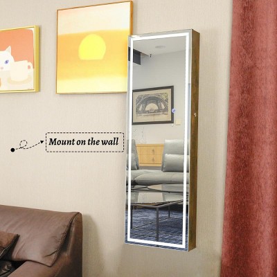Fashion Simple Jewelry Armoires, Jewel Armoire With Led Lights, Jewelry Cabinet Can Be Hung On The Door Or Wall-Cuddlewood